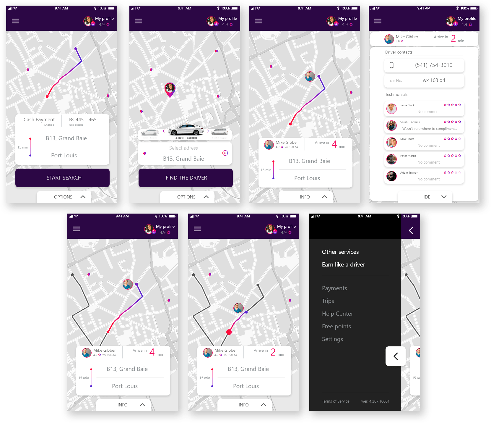 UI artlime projektowanie aplikacji mobilnej typu uber taxi