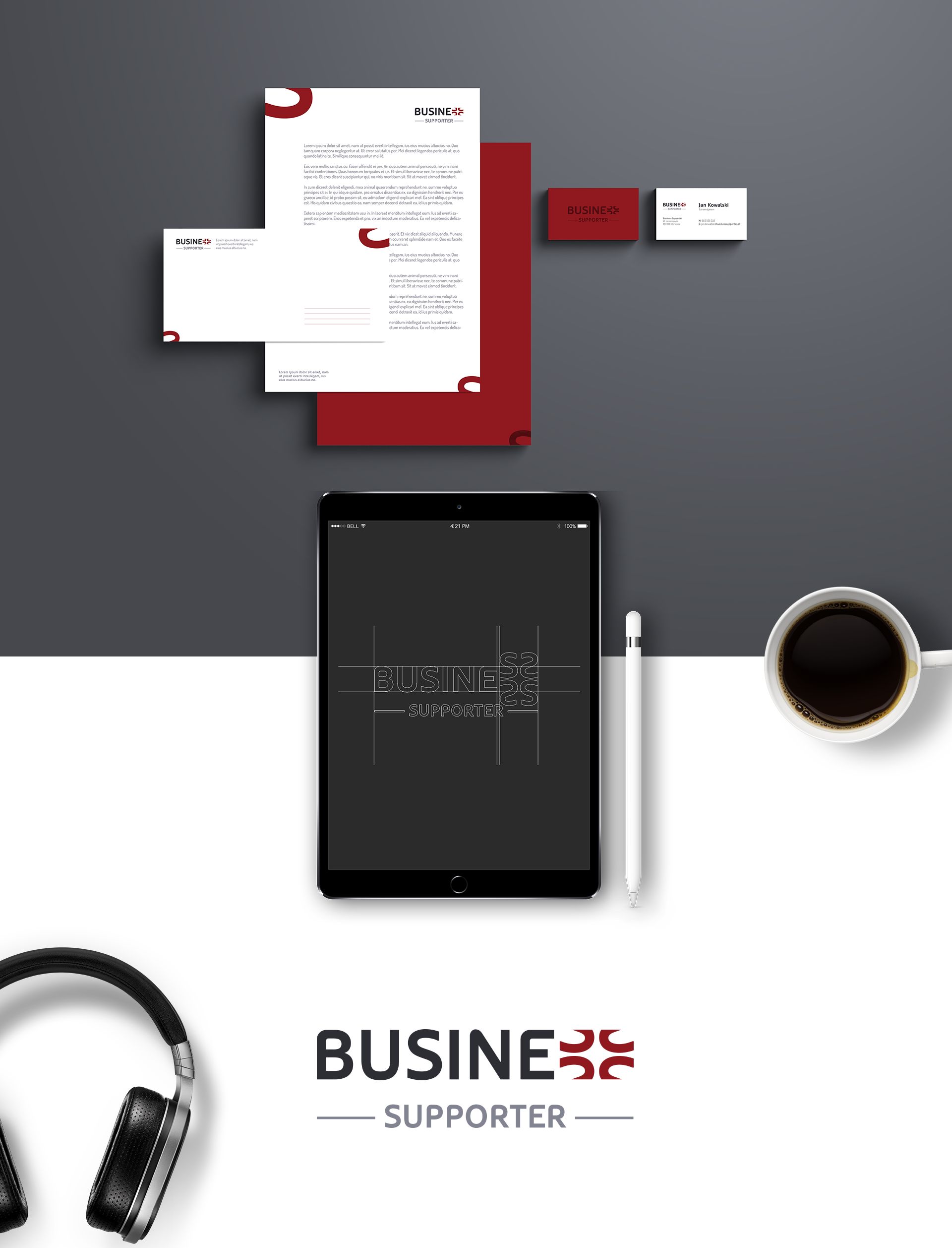 Projekt graficzny identyfikacja wizualna business supporter