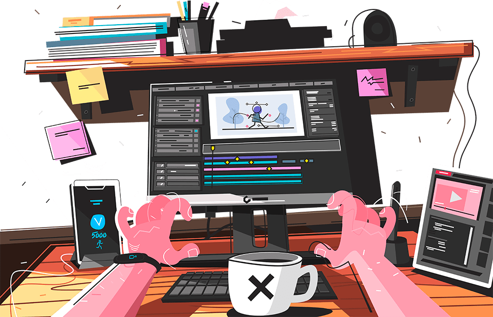 biurko grafika ilustracja