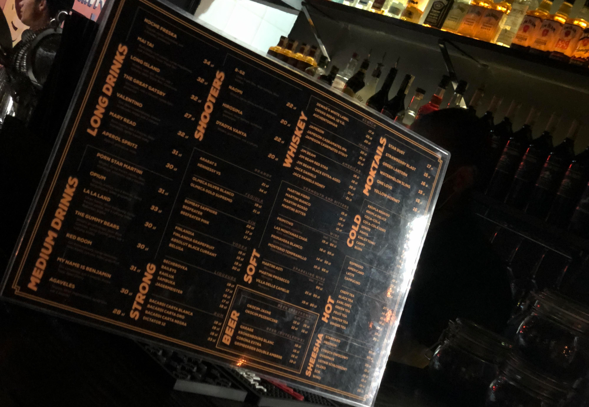 menu restauracji